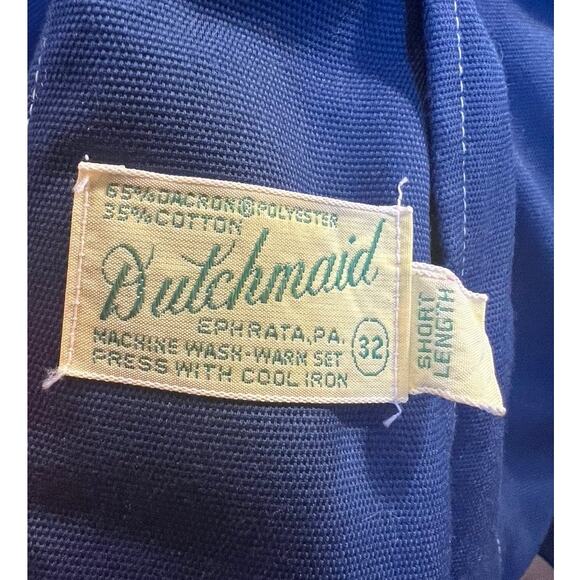 Vintage 60s 70s Collarless Car Coat Contrasting Stitch Sz M Blue White Cosplay - Picture 6 of 14